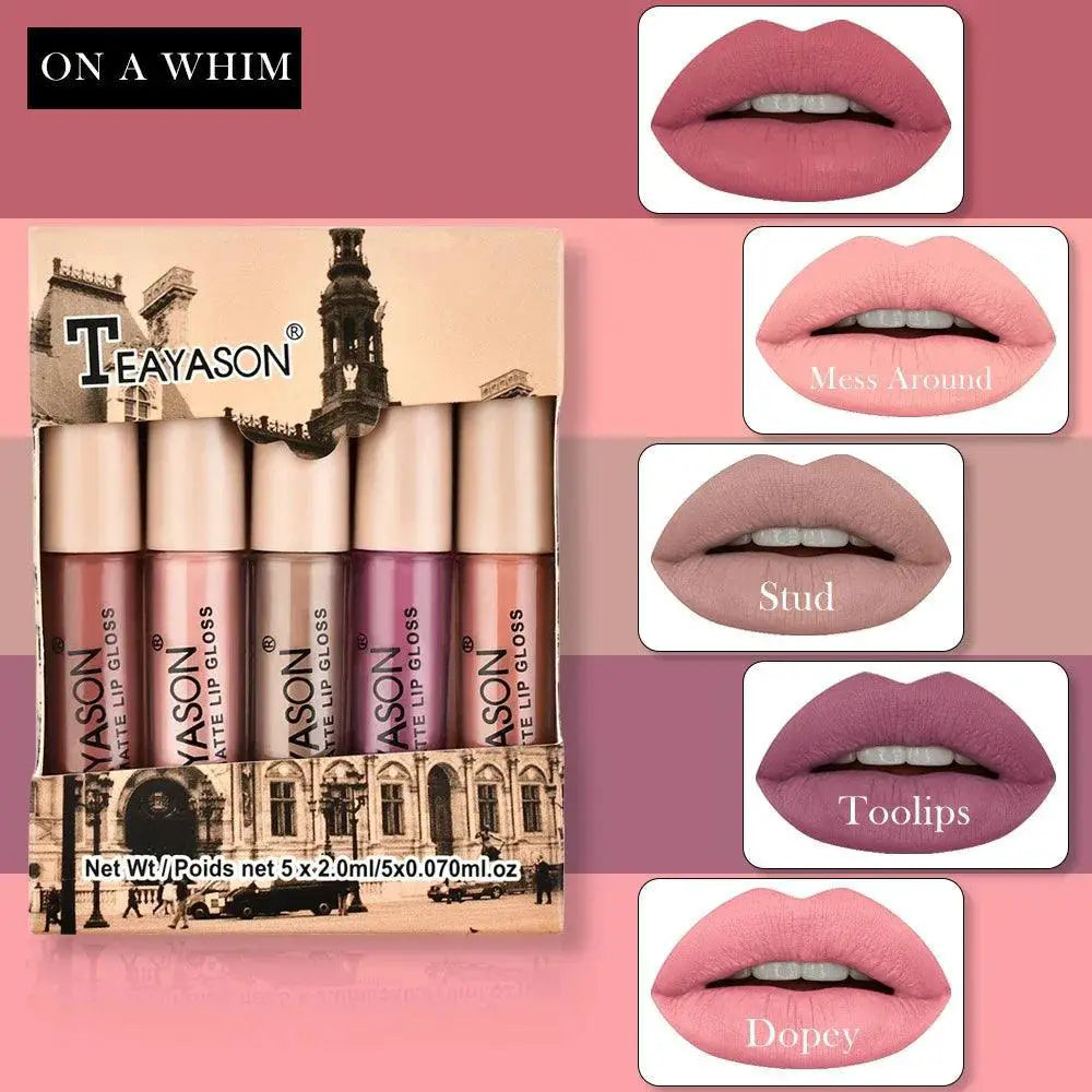 Vampy Matte Lipstick Set 5 Pack Bold Lip Shades Collection