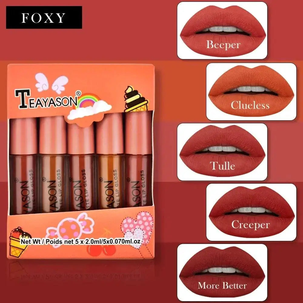 Vampy Matte Lipstick Set 5 Pack Bold Lip Shades Collection