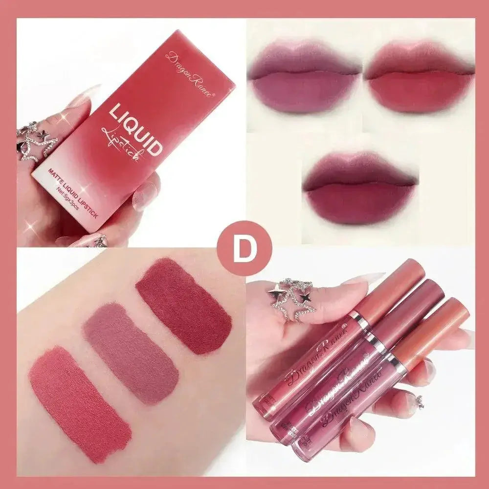 MOONBIFFY Velvet Matte Lip Trio Long Lasting Lipstick