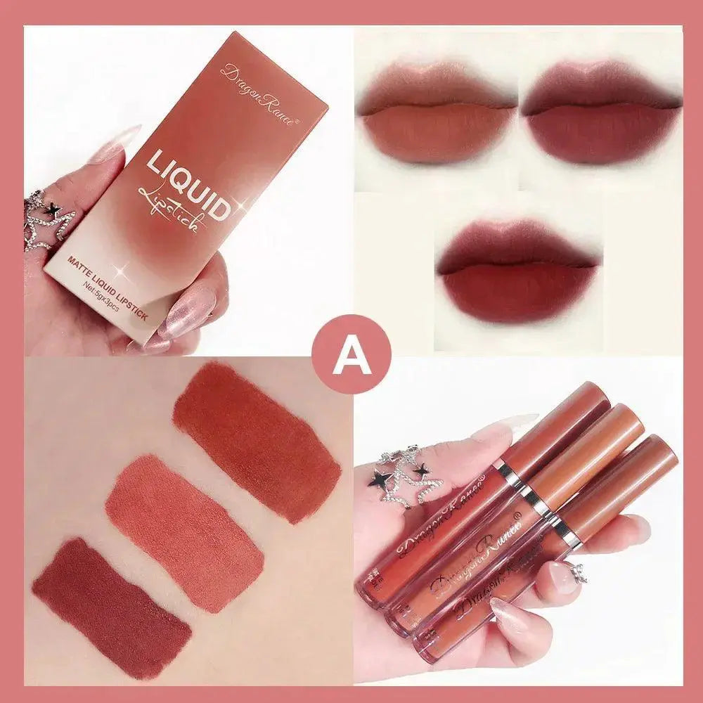 MOONBIFFY Velvet Matte Lip Trio Long Lasting Lipstick