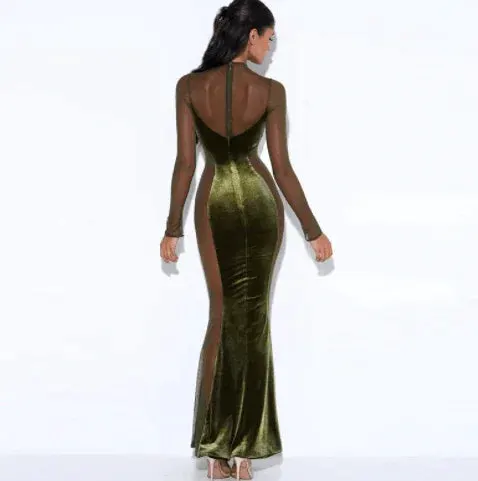 Velvet Open Chest Dress Elegantly Chic For Parties