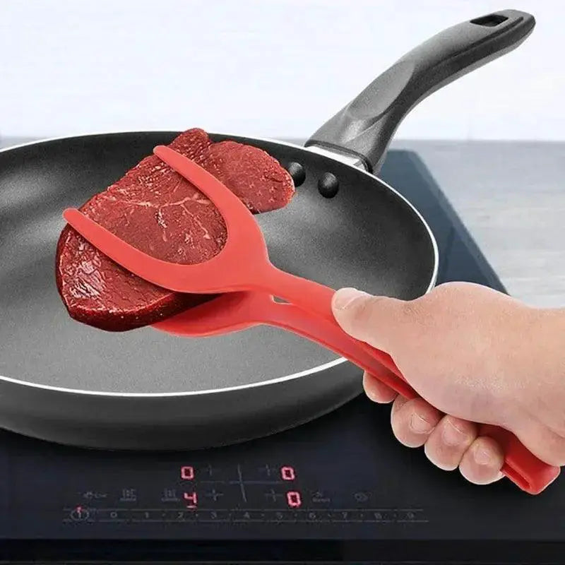 Versatile 2 - In - 1 Silicone Kitchen Tongs and Spatula Tools