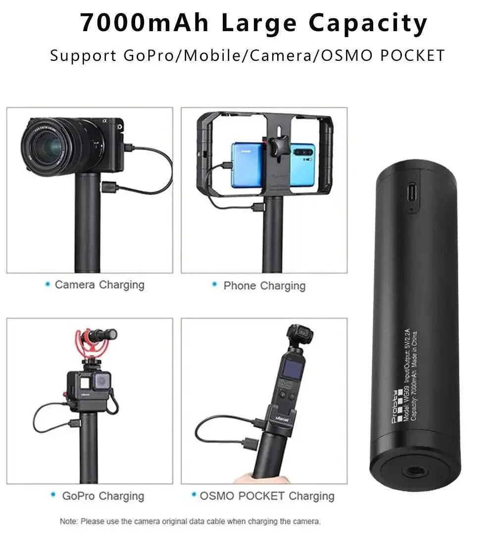 Versatile 7000mAh Power Bank With Hand Grip And Mini Tripod