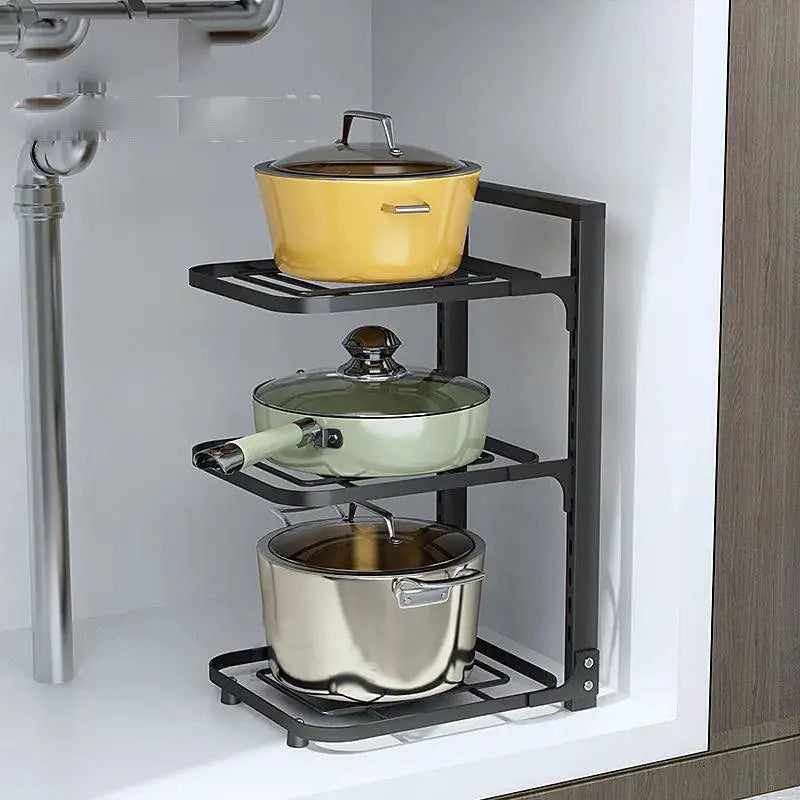 Adjustable Pot Lid Rack Organizer Cookware Storage
