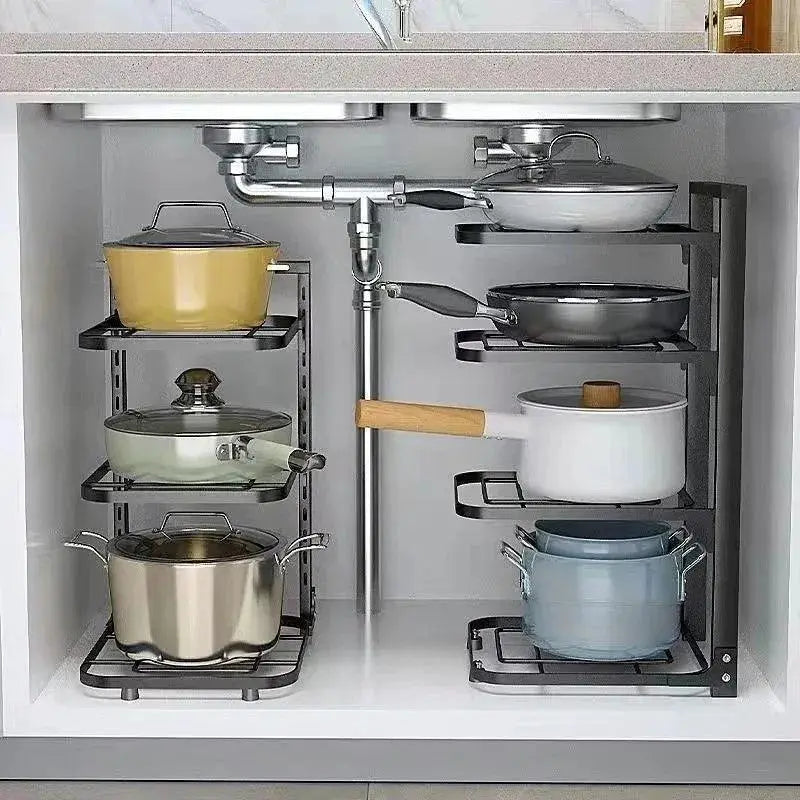 Adjustable Pot Lid Rack Organizer Cookware Storage