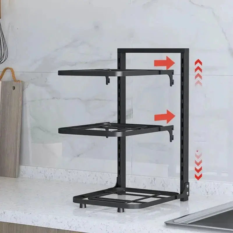 Adjustable Pot Lid Rack Organizer Cookware Storage