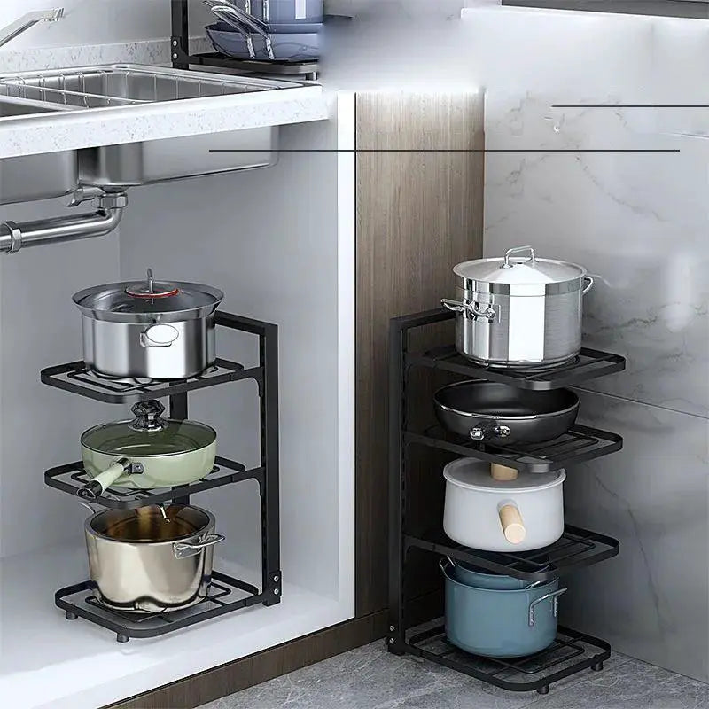 Adjustable Pot Lid Rack Organizer Cookware Storage
