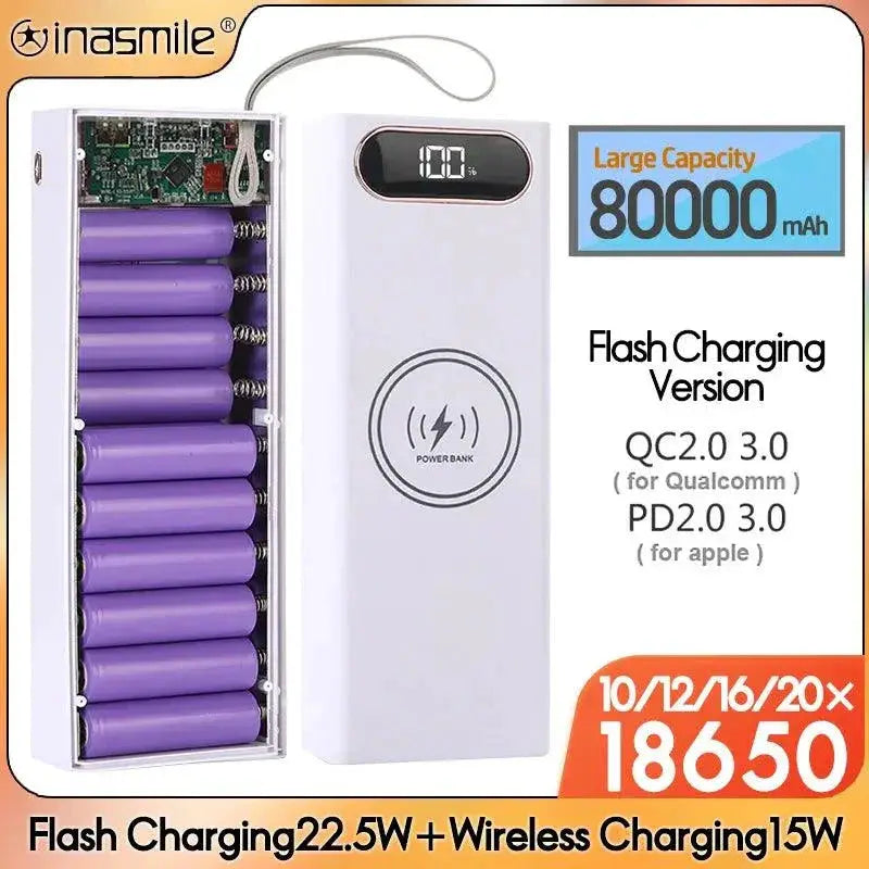 Versatile 18650 Battery Power Bank Case Fast Charging