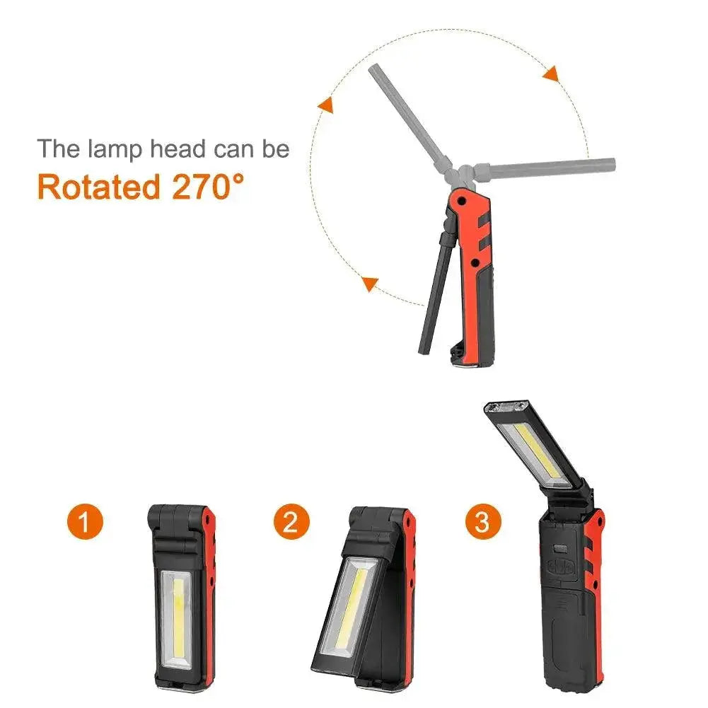 Versatile Dimmable COB LED Work Light USB Rechargeable