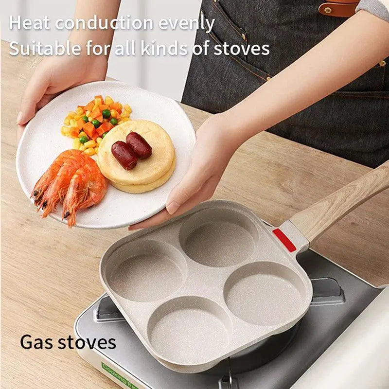 Versatile Four Hole Nonstick Frying Pan For Breakfast