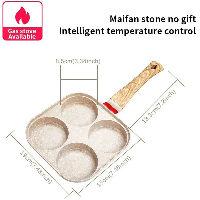 Versatile Four Hole Nonstick Frying Pan For Breakfast