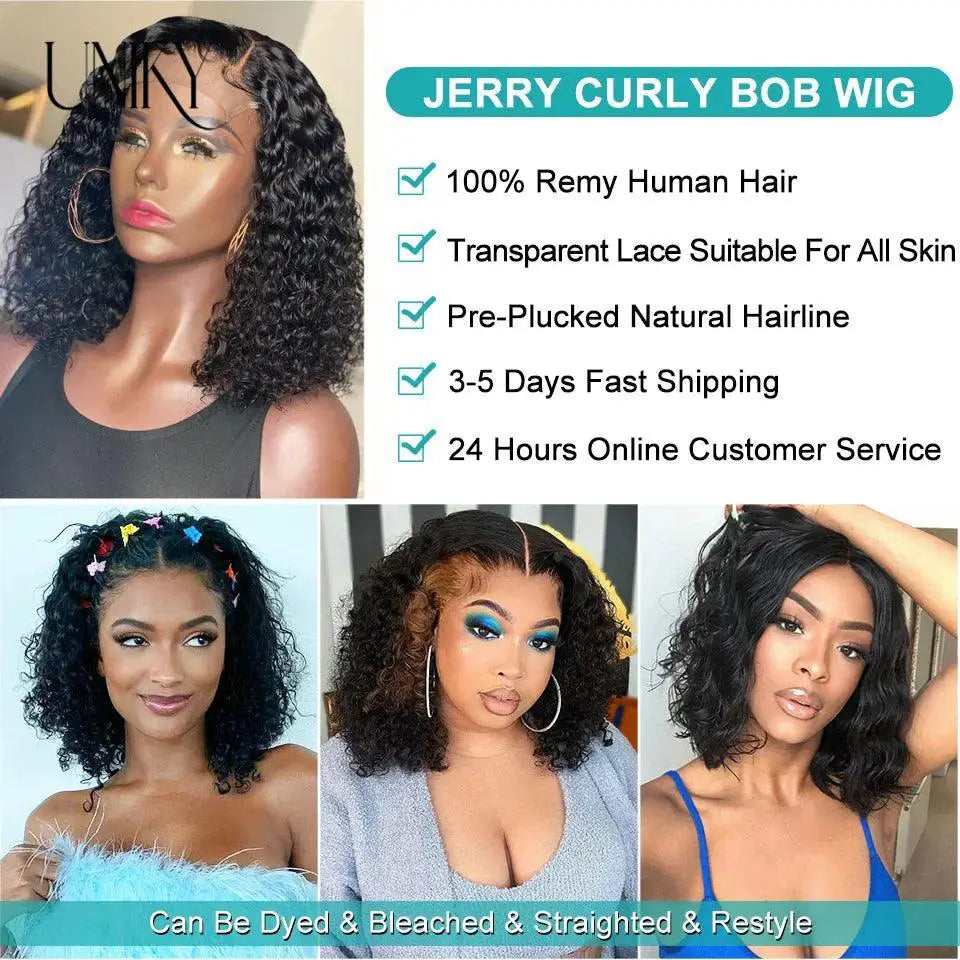 Versatile Kinky Curly Bob Wig Remy Human Hair Style