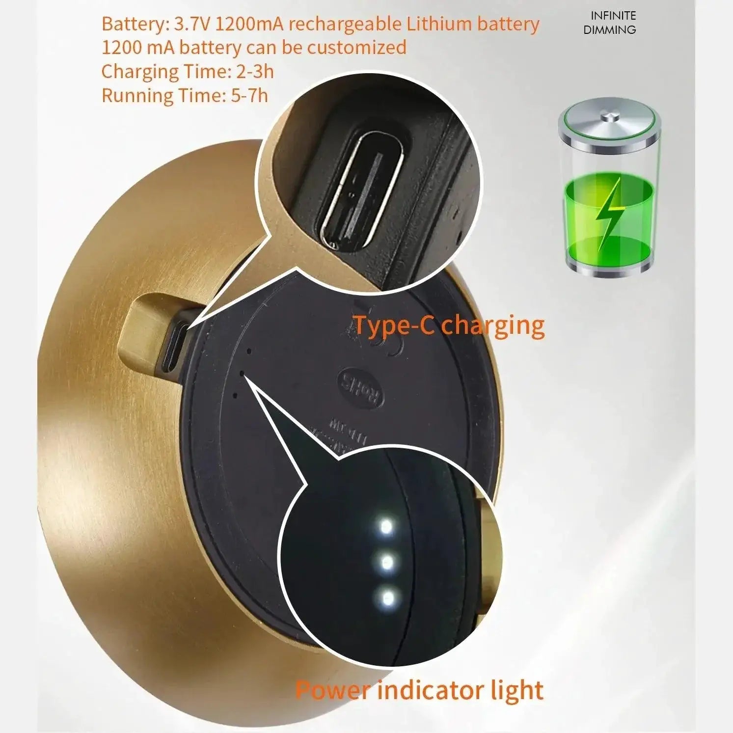 Rechargeable Table Lamp for Bedroom and Camping Portable