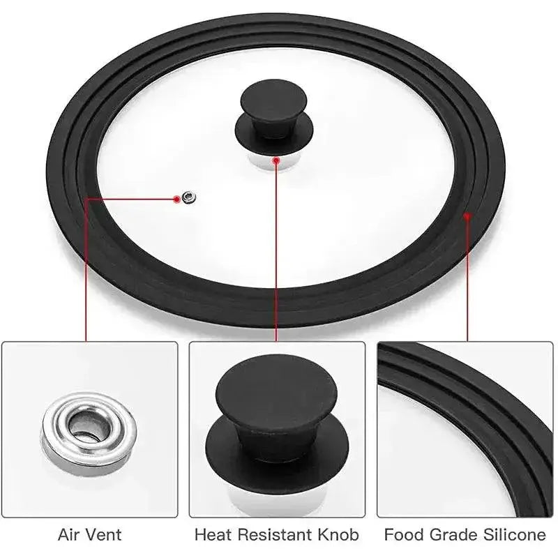 Versatile Tempered Glass Universal Lid 16cm To 32cm