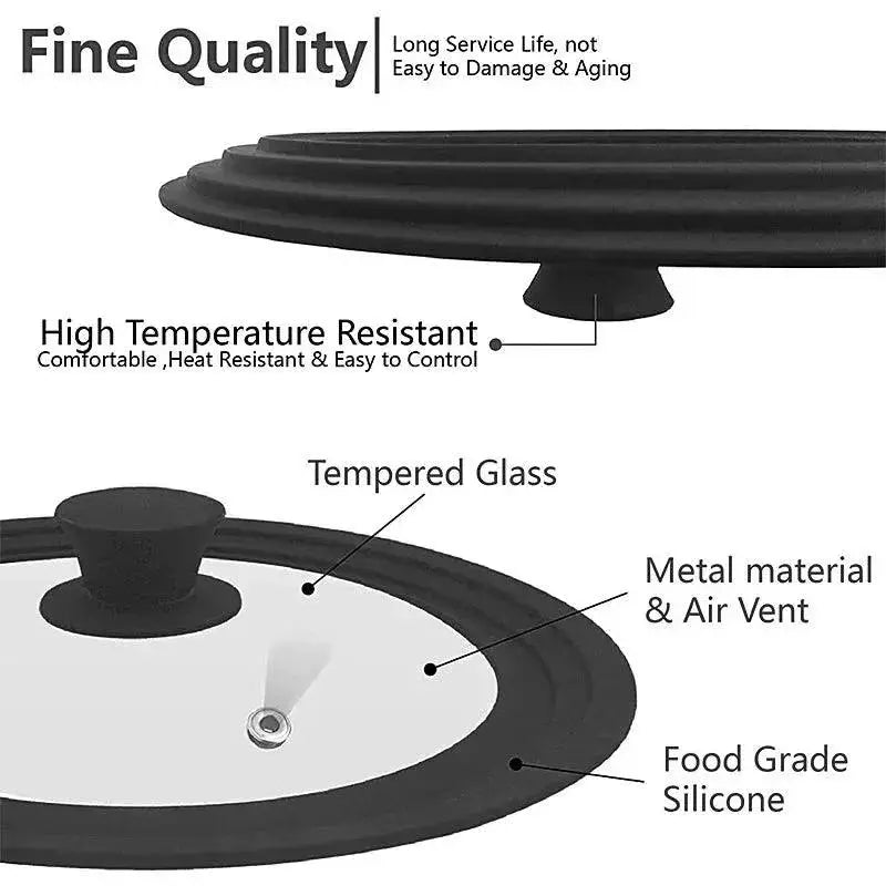 Versatile Tempered Glass Universal Lid 16cm To 32cm