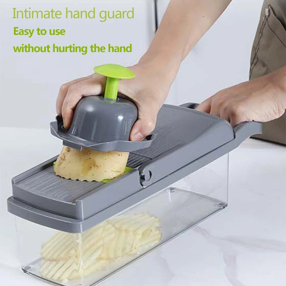 Versatile Vegetable Chopper And Slicer With Stainless Steel Blades For Meal Prep