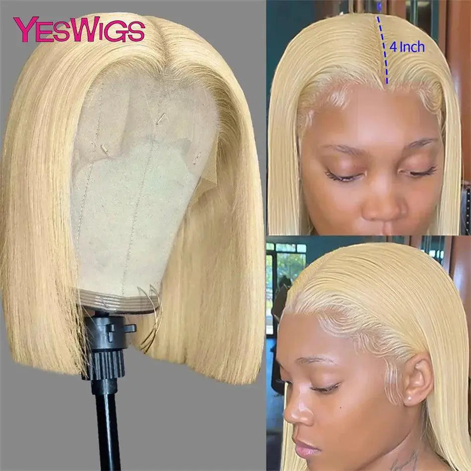 Vibrant 13x4 Short Bob Wigs In 613 Blonde Grey Orange