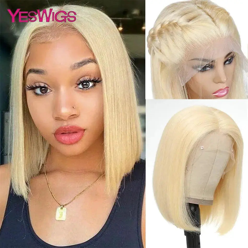 Vibrant 13x4 Short Bob Wigs In 613 Blonde Grey Orange