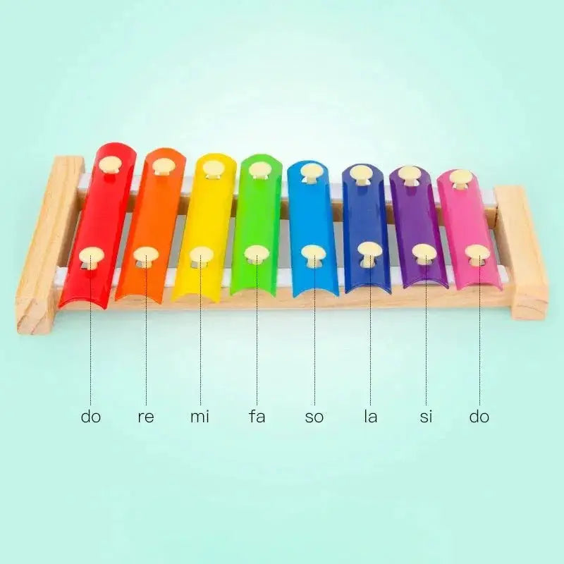 Vibrant Eight Tone Wooden Xylophone for Kids Gift Toy Set