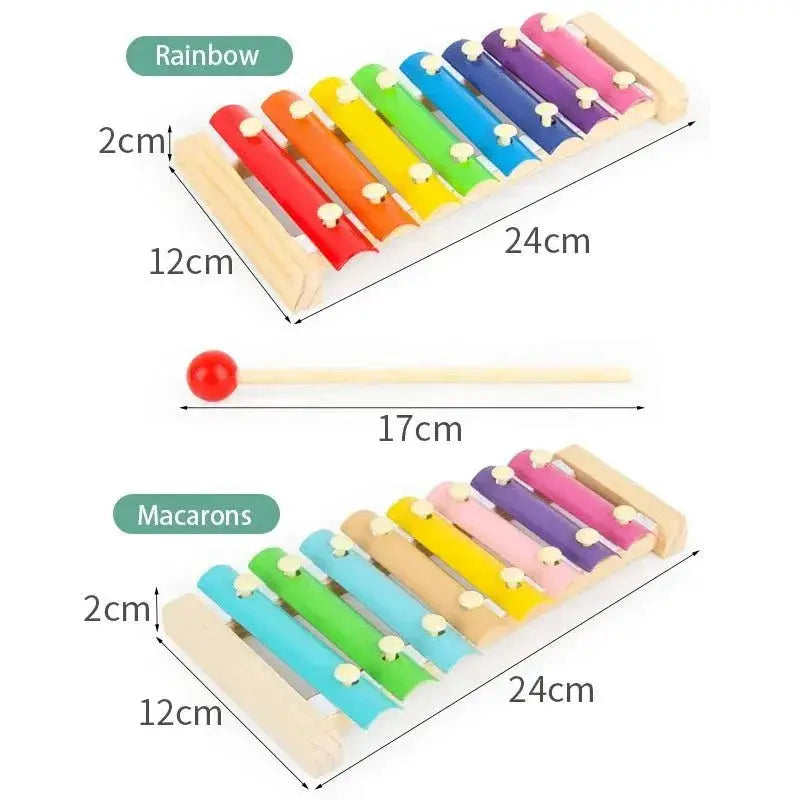 Vibrant Eight Tone Wooden Xylophone for Kids Gift Toy Set