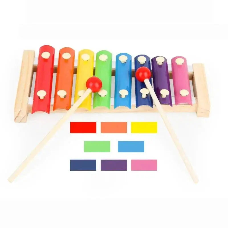 Vibrant Eight Tone Wooden Xylophone for Kids Gift Toy Set