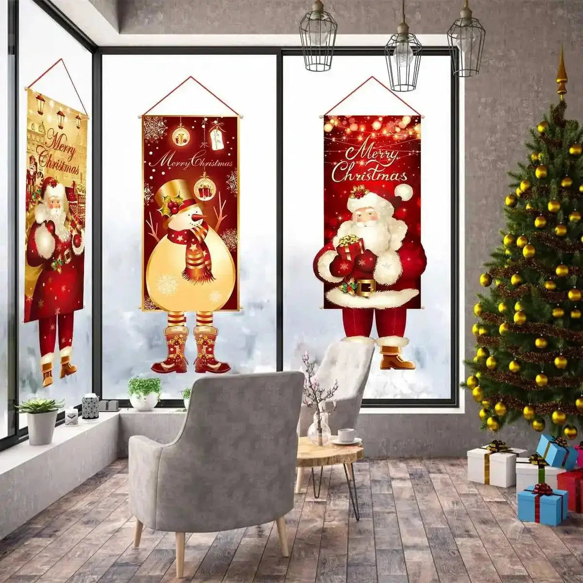 Vibrant Christmas Hanging Flags Set For Cheerful Home Decor