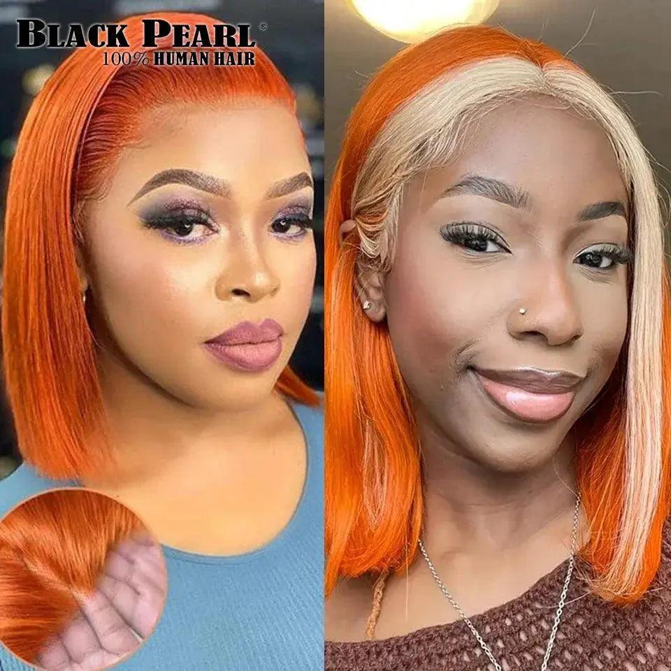 Vibrant Pink Blonde Bob Wig With Ginger Highlights Remy Hair