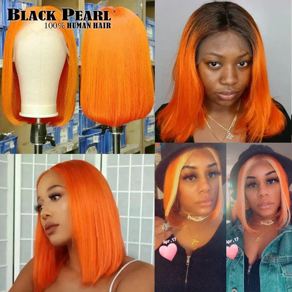 Vibrant Pink Blonde Bob Wig With Ginger Highlights Remy Hair