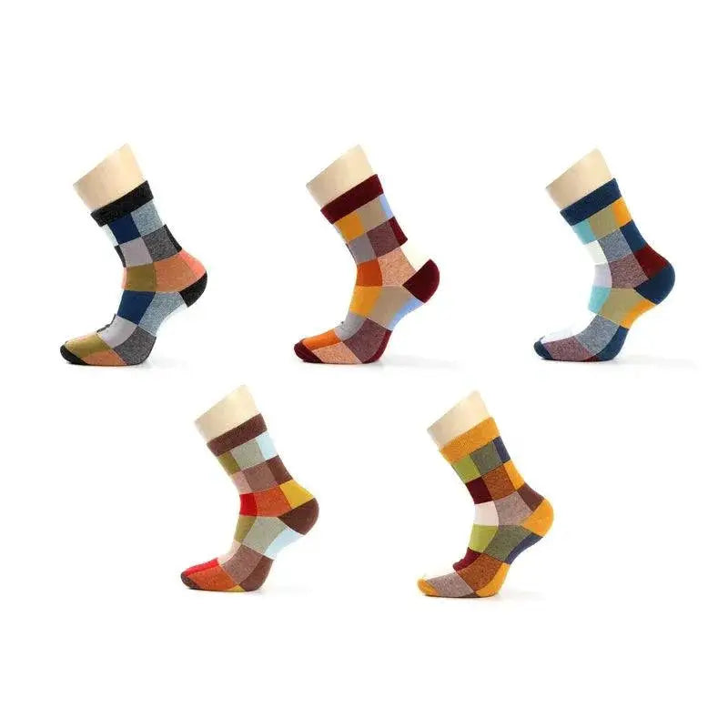 Vibrant Square Design Compression Socks For Men Comfort