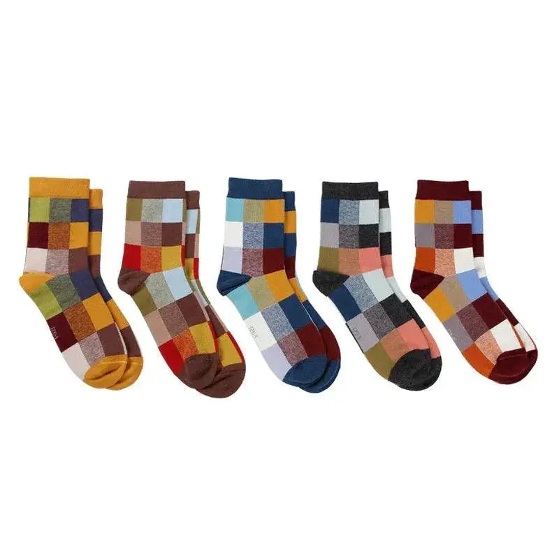 Vibrant Square Design Compression Socks For Men Comfort