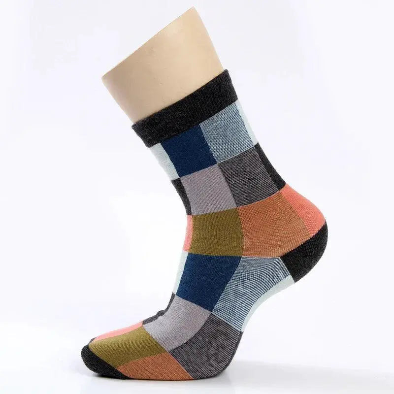 Vibrant Square Design Compression Socks For Men Comfort
