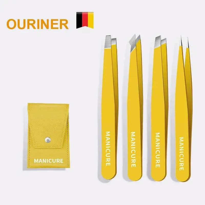 Vibrant Stainless Steel Eyebrow Tweezer Set For Hair Removal