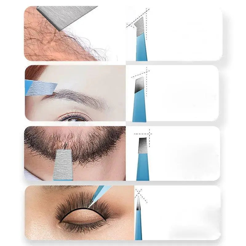 Vibrant Stainless Steel Eyebrow Tweezer Set For Hair Removal