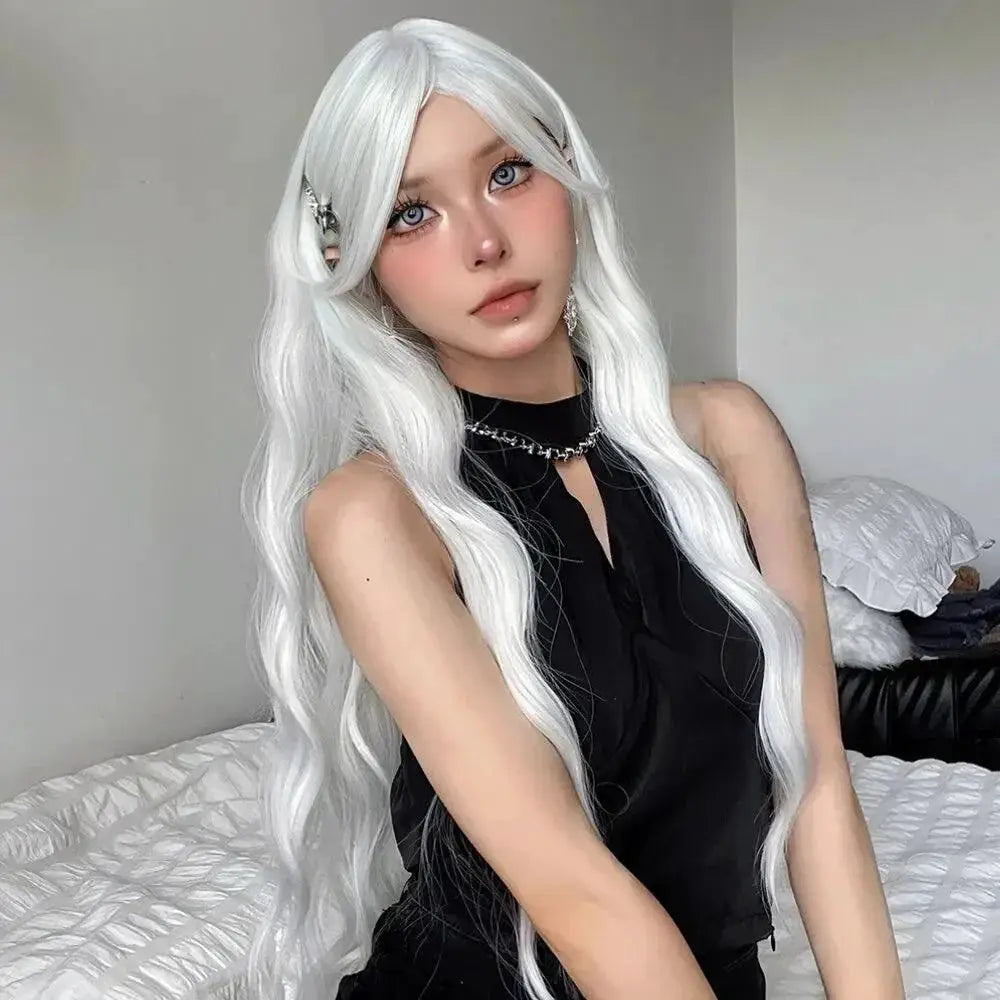 Vibrant White Water Wave Wig For Stunning Cosplay Hair Style