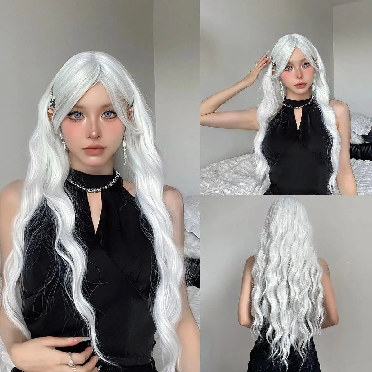 Vibrant White Water Wave Wig For Stunning Cosplay Hair Style