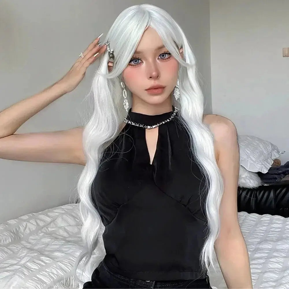 Vibrant White Water Wave Wig For Stunning Cosplay Hair Style