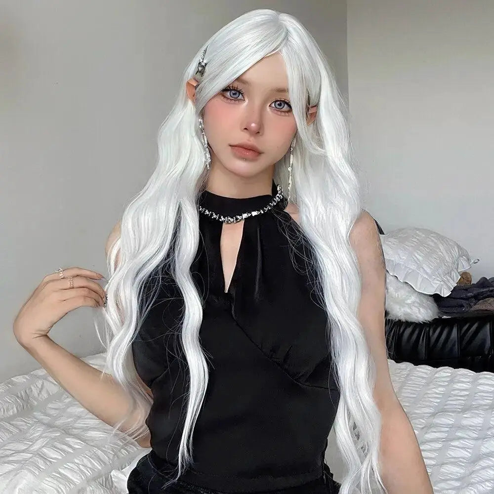 Vibrant White Water Wave Wig For Stunning Cosplay Hair Style
