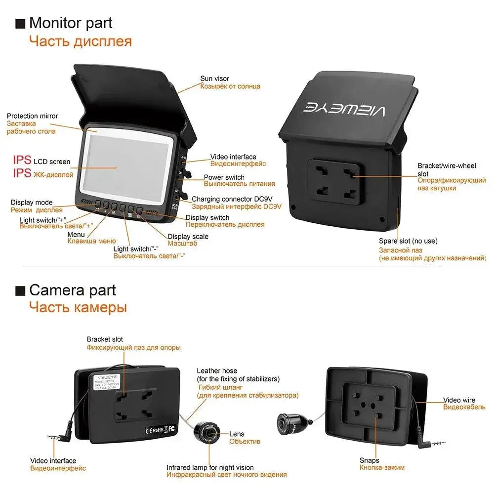 ViewEye Ice Fishing Video Fish Finder Kit With Night Vision