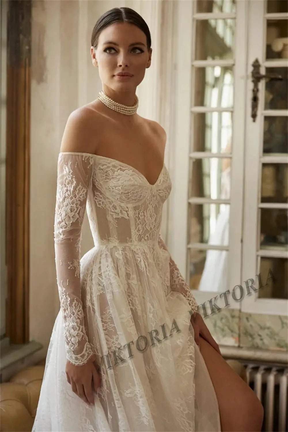 Viktoria Lace Wedding Dress A Line Sweetheart Neckline Floor Length Dream Look