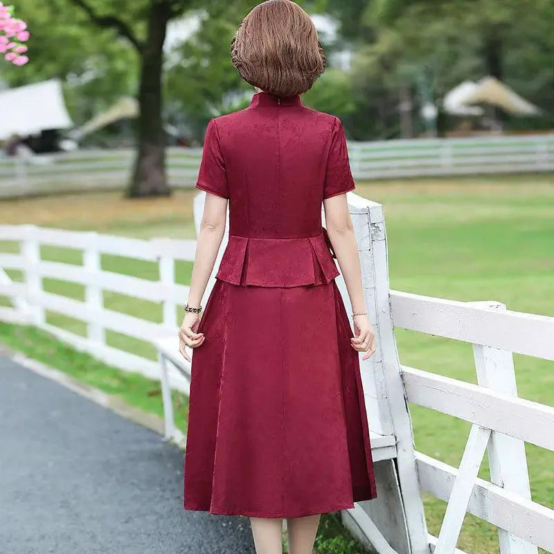 Vintage Cheongsam Style Summer Dress for Mature Women
