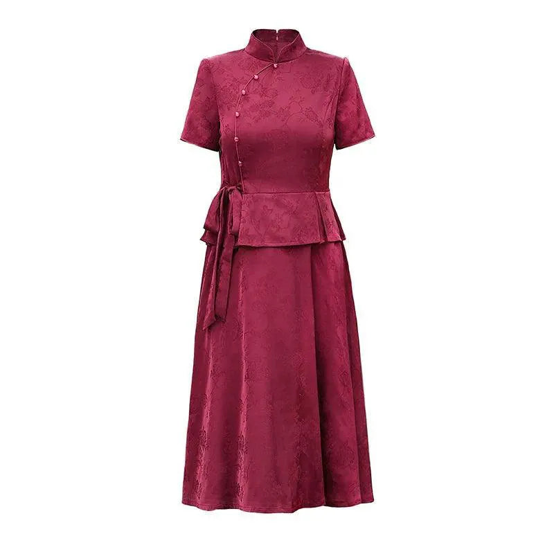 Vintage Cheongsam Style Summer Dress for Mature Women