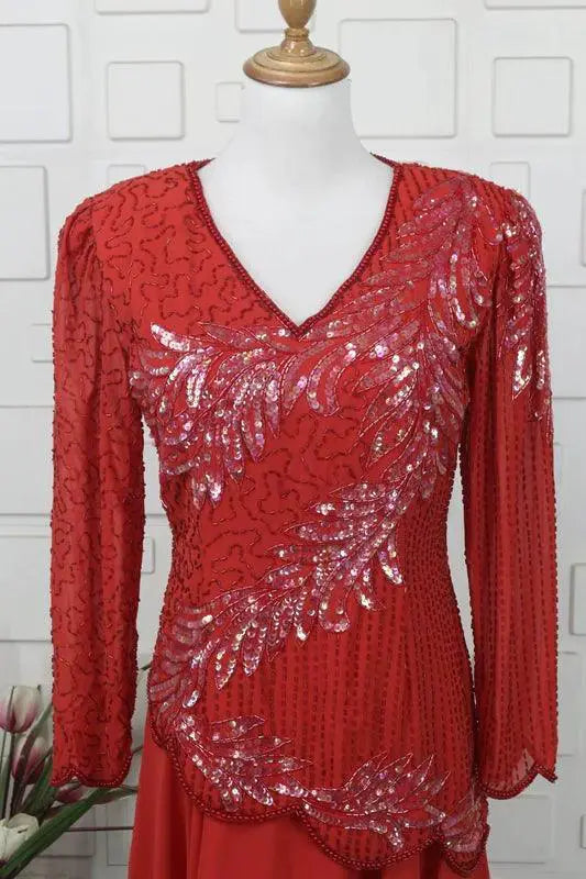 Vintage Chiffon Evening Gown Handmade Elegant Wedding Dress