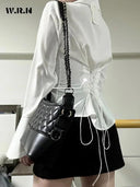 Vintage Chiffon Flare Sleeve Blouse Elegant Spring Fashion