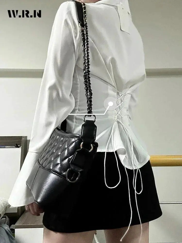 Vintage Chiffon Flare Sleeve Blouse Elegant Spring Fashion