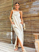 Vintage Cotton Linen Dress Elegant Stylish Women's Outfit