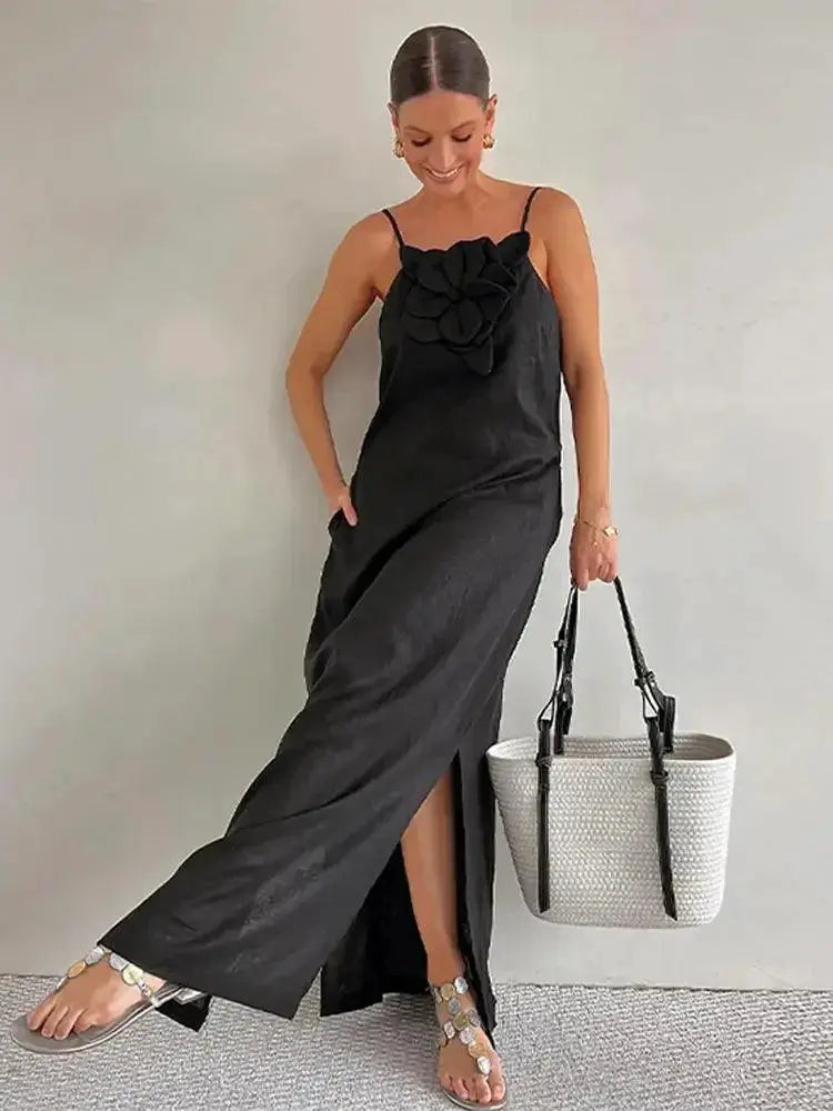 Vintage Cotton Linen Dress Elegant Stylish Womens Outfit