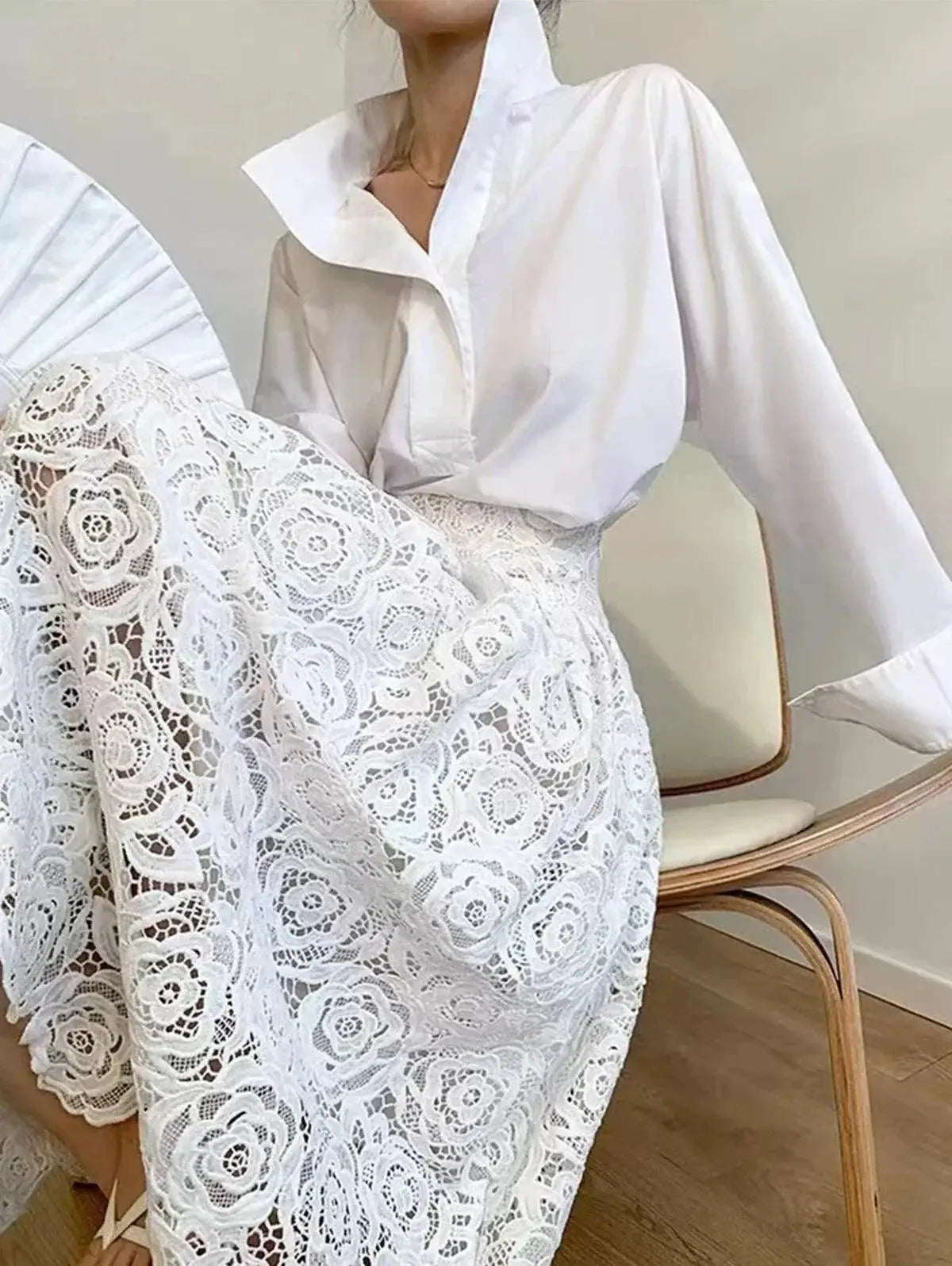 Vintage Floral Lace A Line Skirt For Elegant Women