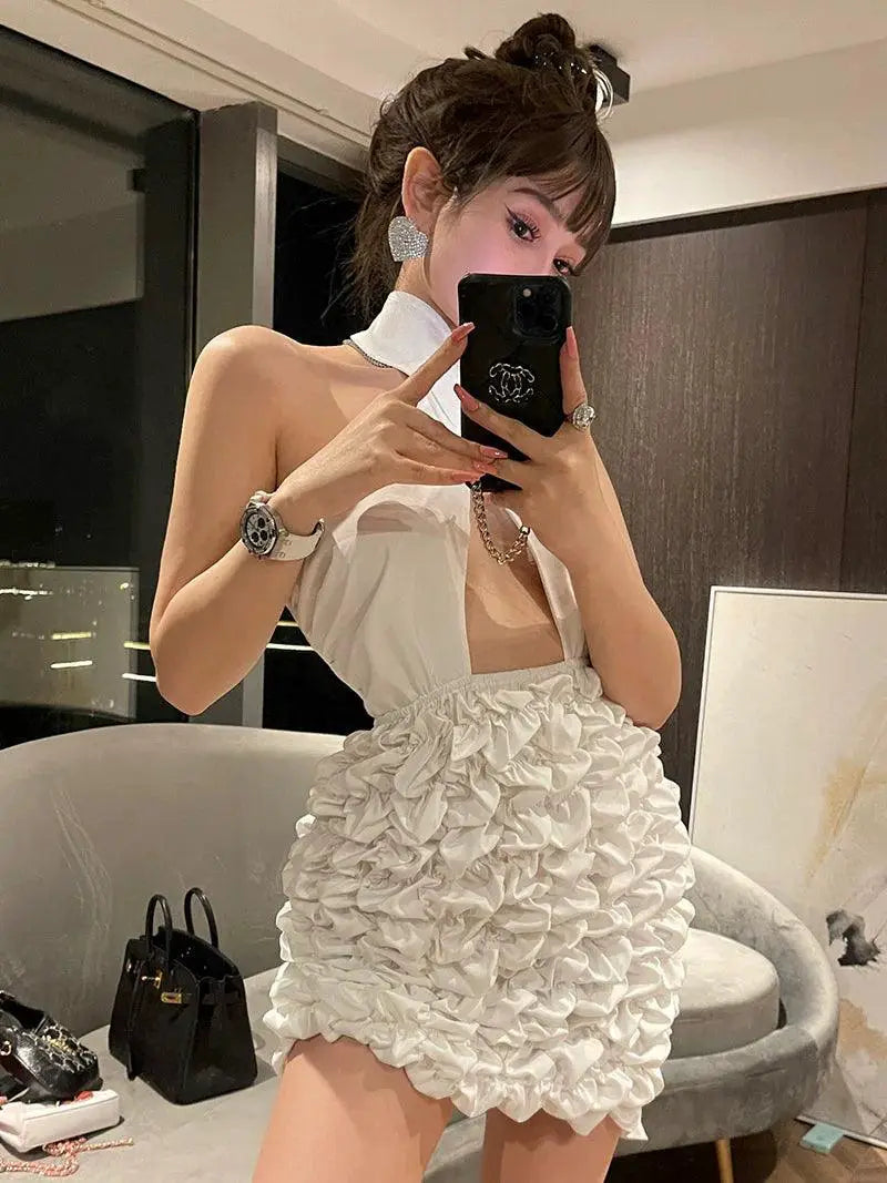 Vintage Flower Halter Dress Timeless Elegance Chic