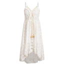 Vintage Korean Bohemian Beach Dress Lace Detail Summer Elegance
