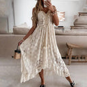 Vintage Korean Bohemian Beach Dress Lace Detail Summer Elegance